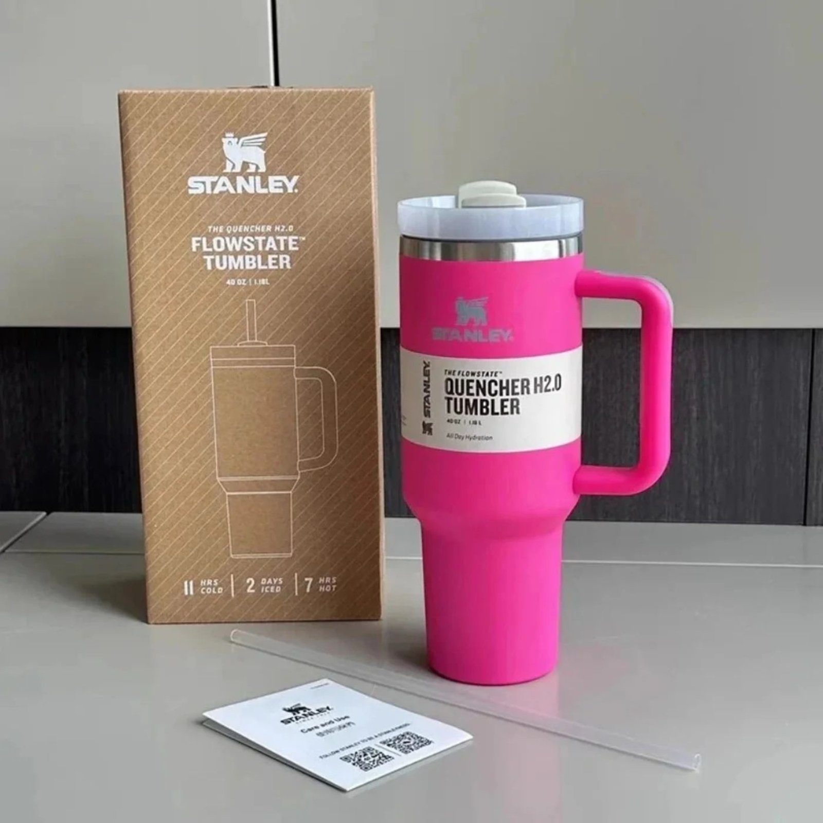 Pink Stanley 40 Oz Stainless Steel Tumbler | Leak-Proof Vacuum Insulated Travel Mug | Hot & Cold - Image 4