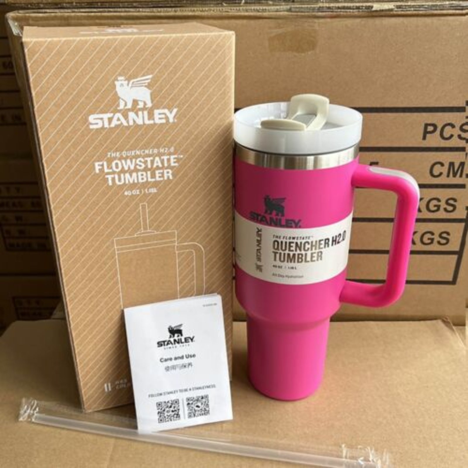 Pink Stanley 40 Oz Stainless Steel Tumbler | Leak-Proof Vacuum Insulated Travel Mug | Hot & Cold - Image 2