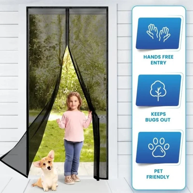 Hands-Free Retractable Magnetic Door Mesh | Magic Mesh Screen Door with Magnetic Closure - Image 4