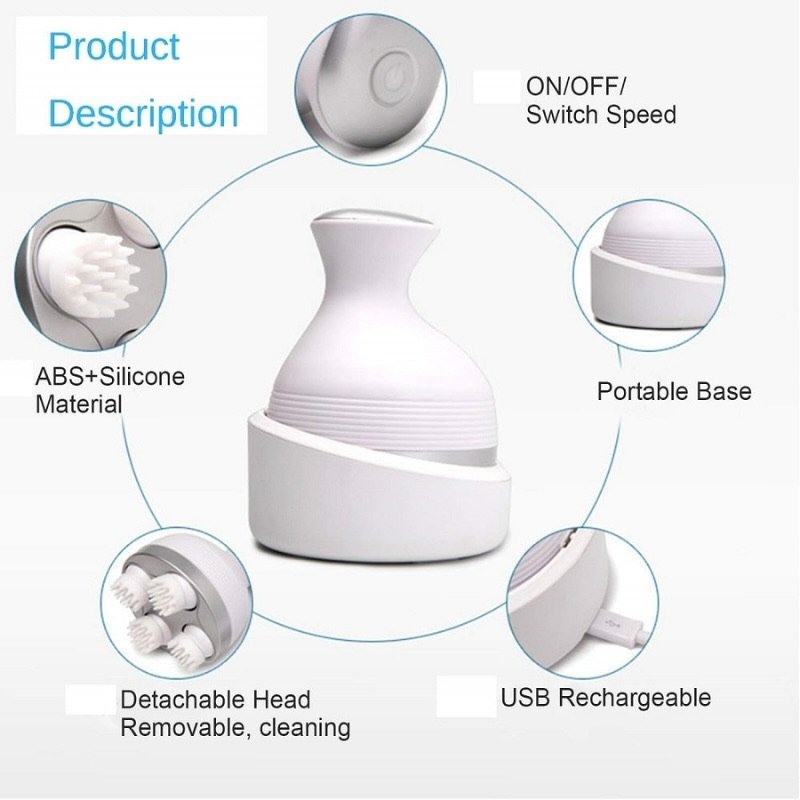 Electric Scalp Massager with 4 Clusters | Rechargeable & Full-Body Relaxation - Image 7