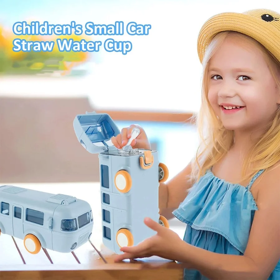 Bus Shape School Water Bottle | 500ml | With Strap | Cute & Leak-Proof | Random Color - Image 8