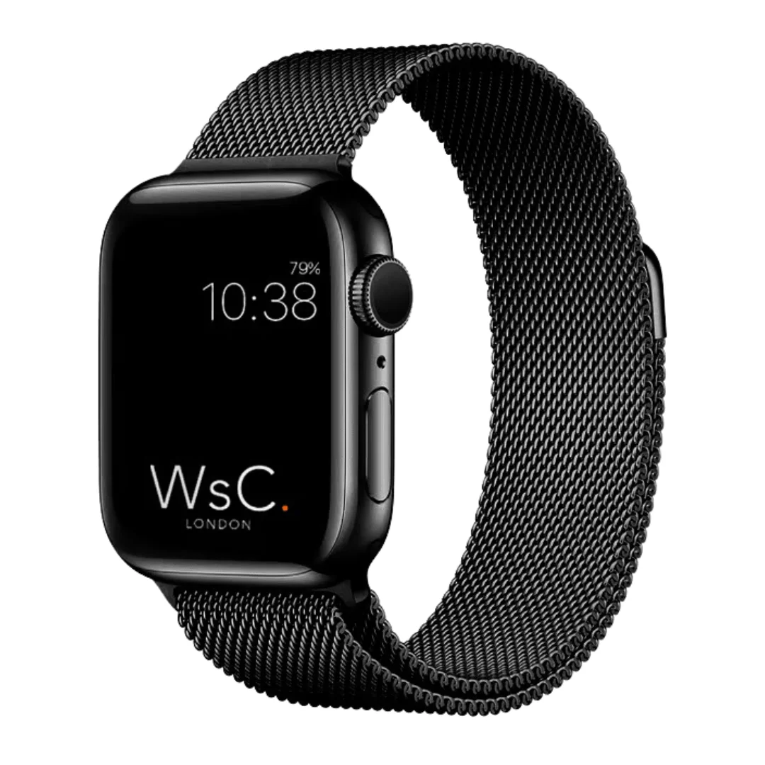 Black | Apple Watch Milanese Magnetic Loop Strap | Stainless Steel Band | 42mm / 44mm / 45mm - Image 5