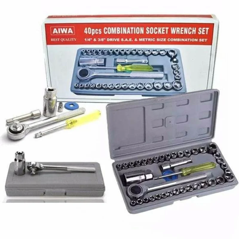 40pcs Aiwa Socket Wrench Tool Kit | Durable Stainless Steel Multi-Purpose Repair Set - Image 8
