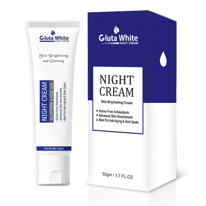 Gluta White Night Cream | Advanced Brightening & Anti-Aging Formula with Glutathione & Vitamins (50ml) - Image 4