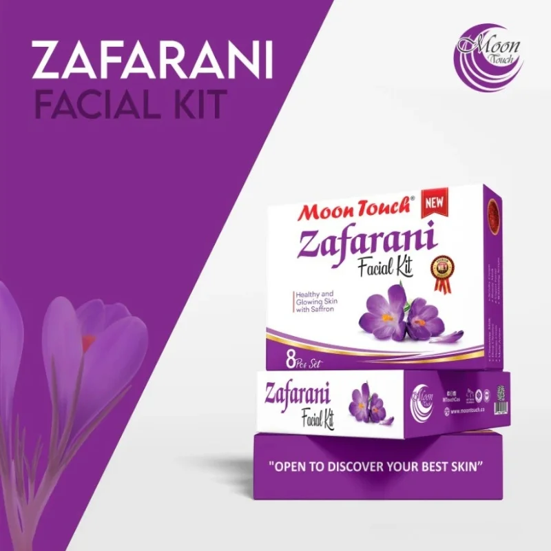 Moon Touch New Zafrani Facial Kit | Saffron Brightening Herbal Facial Set for Glowing Skin (8 Pcs) - Image 8