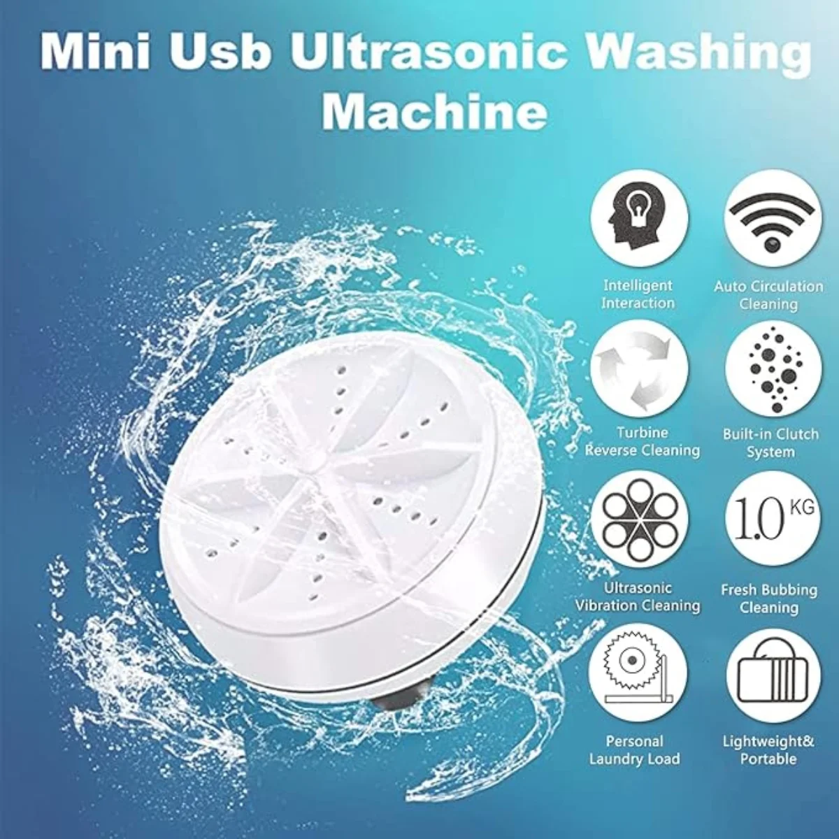 Portable USB Mini Turbo Washer | Ultrasonic Travel Washing Machine for Socks, Underwear & Dishes - Image 6