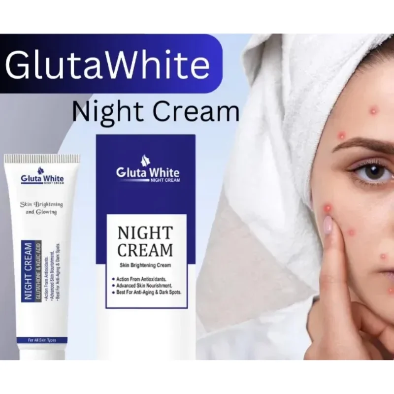 Gluta White Night Cream | Advanced Brightening & Anti-Aging Formula with Glutathione & Vitamins (50ml) - Image 3