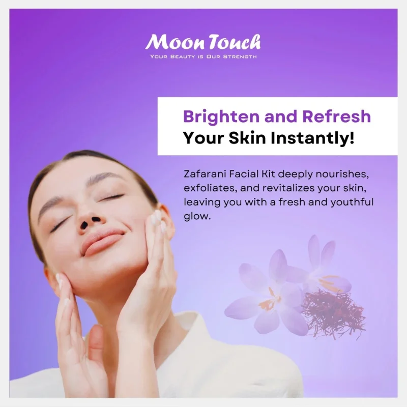 Moon Touch New Zafrani Facial Kit | Saffron Brightening Herbal Facial Set for Glowing Skin (8 Pcs) - Image 7