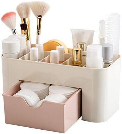 Plastic Makeup Organizer with Drawer | Desktop Cosmetics & Makeup Brush Storage Box | Office & Stationery Organizer - Image 6