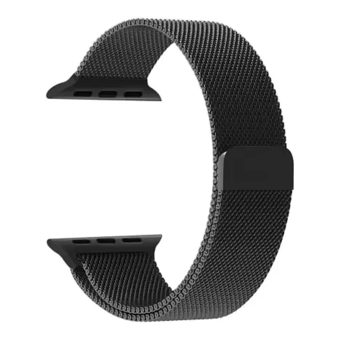 Black | Apple Watch Milanese Magnetic Loop Strap | Stainless Steel Band | 42mm / 44mm / 45mm - Image 2
