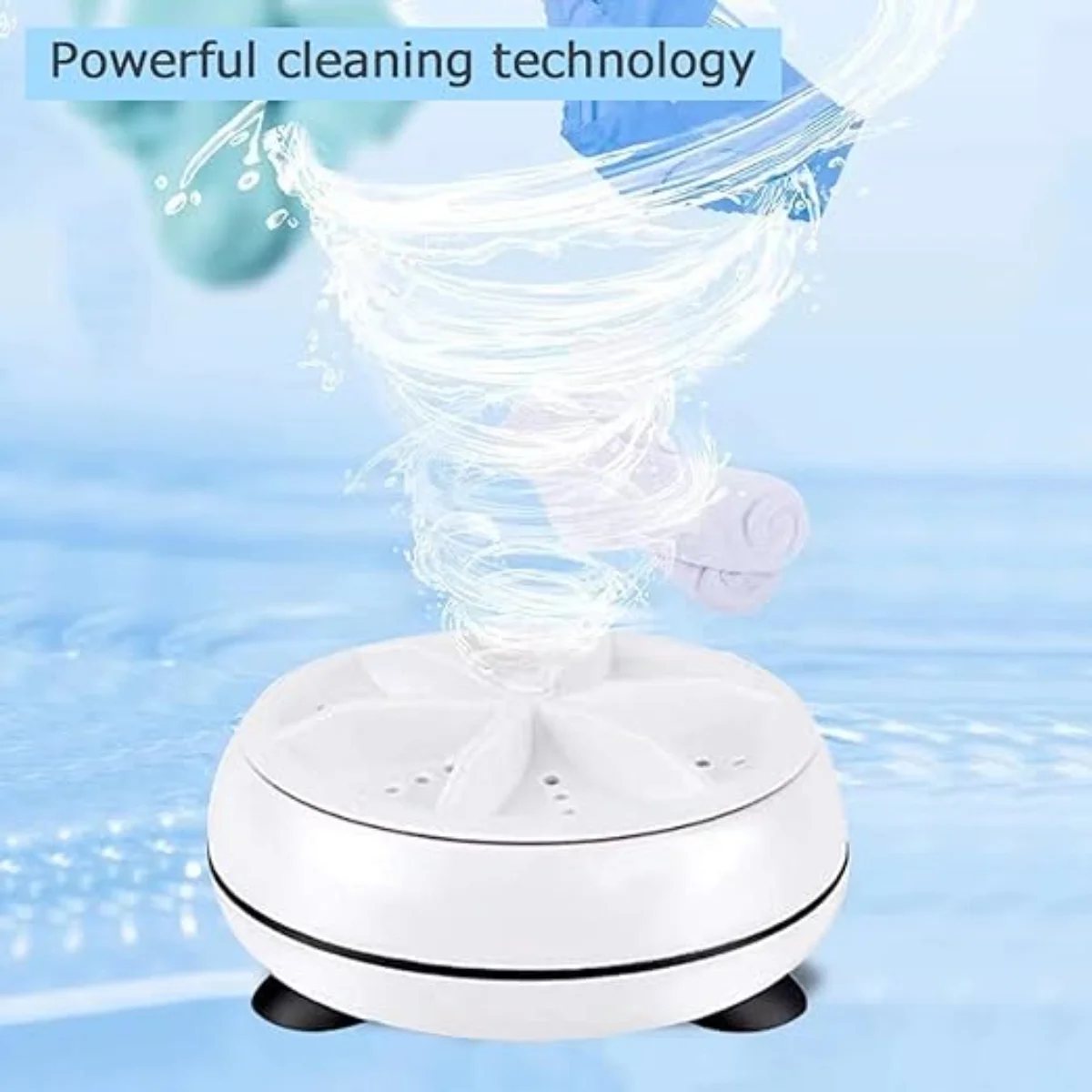 Portable USB Mini Turbo Washer | Ultrasonic Travel Washing Machine for Socks, Underwear & Dishes - Image 3