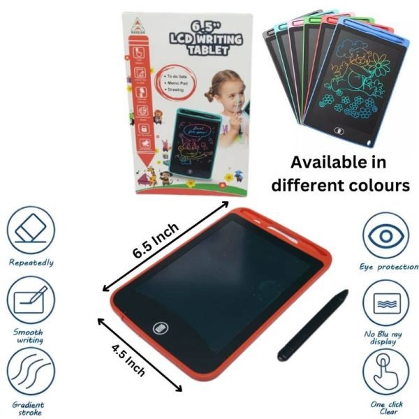 6.5-Inch Multi-Color LCD Writing Tablet | Premium Quality | Random Colors | Reusable Drawing & Note-Taking Tool for Kids - Image 2