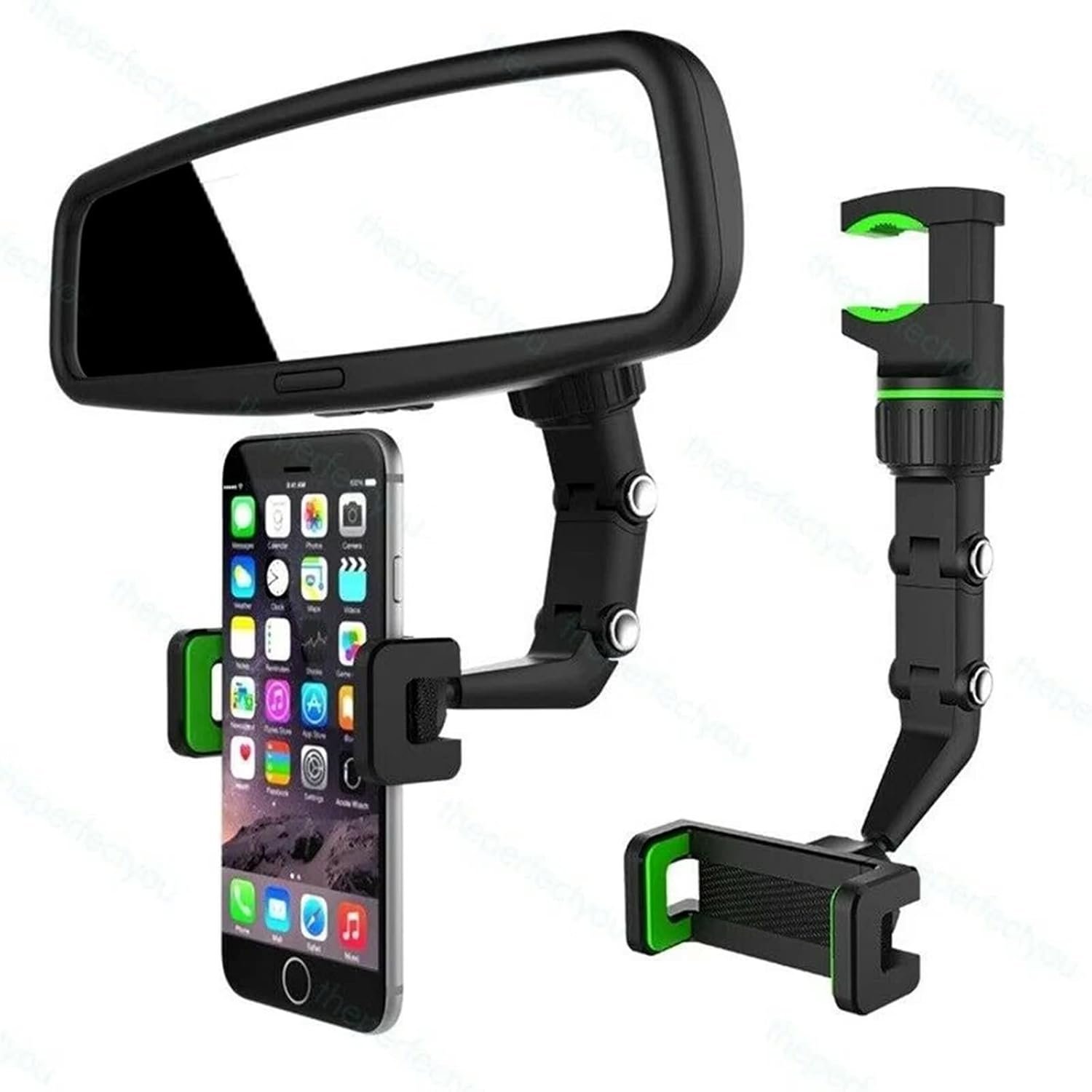 Universal Car Rearview Mirror Phone Holder | Hands-Free Adjustable Mount for Smartphones & GPS - Image 4