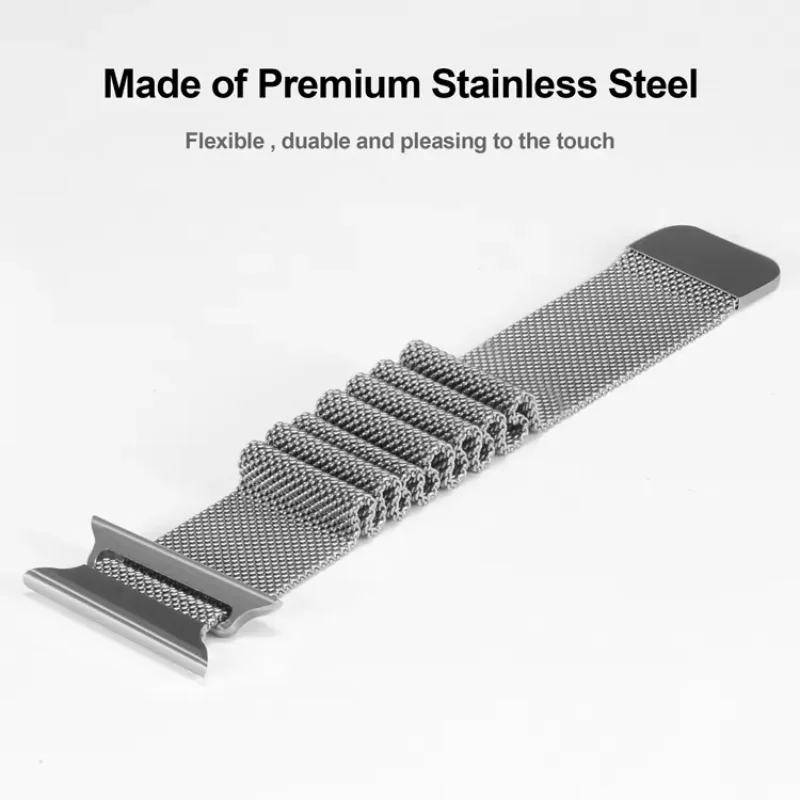 Silver | Apple Watch Milanese Magnetic Loop Strap | Stainless Steel Band | 42mm / 44mm / 45mm - Image 4