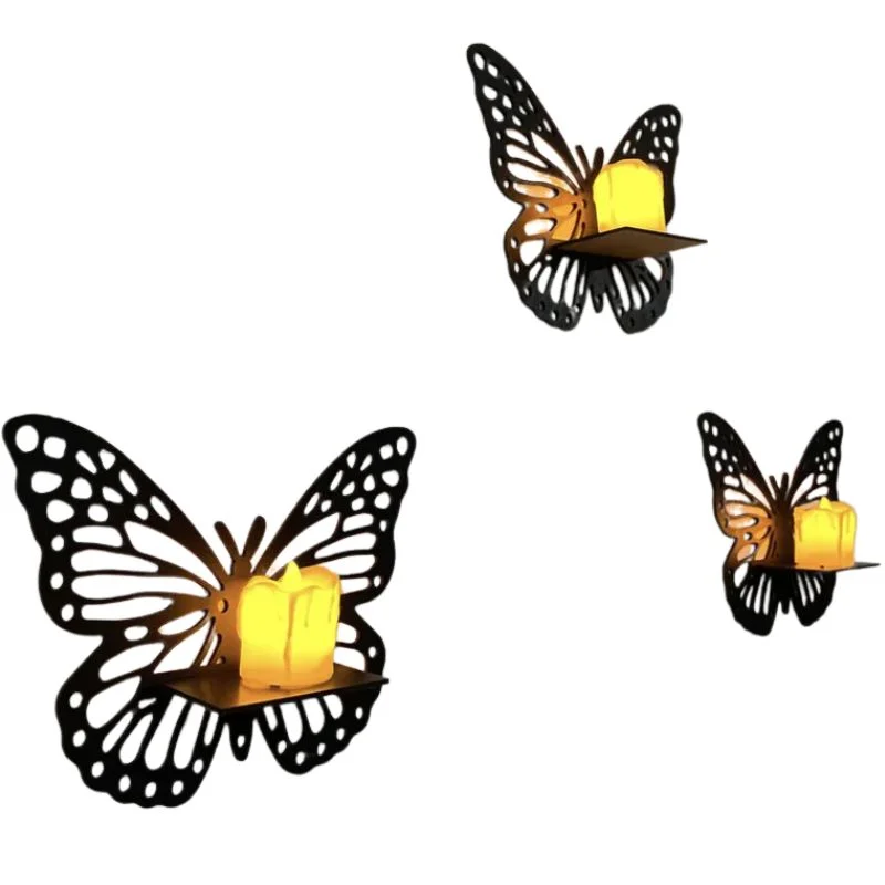 Wooden Butterfly Wall Shelf | Laser Cut MDF Wall Art Decor | Decorative Floating Shelf & Candle Holder | pack of 3 - Image 7
