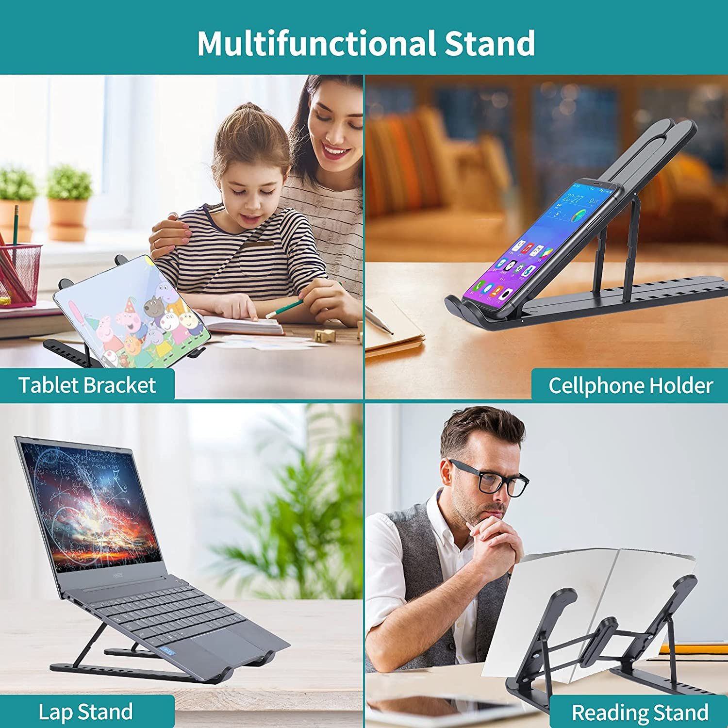 Plastic Foldable & Portable Laptop Stand | Lightweight Adjustable Laptop Holder | High-Quality ABS - Image 3