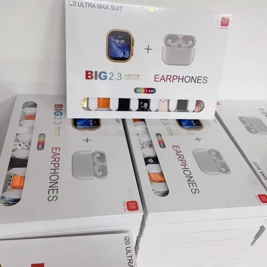 i20 Ultra Max Suit Smartwatch & Earbuds Combo | 10-in-1 Set with 7 Straps | Random Colors - Image 4