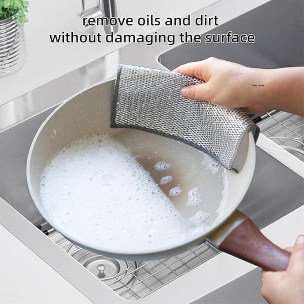 10 Dish Washing Cleaning Cloth | Metal Wire Dish Cleaning Cloth | Durable, Scratch-Free Scrubbing for Kitchen Surfaces - Image 5