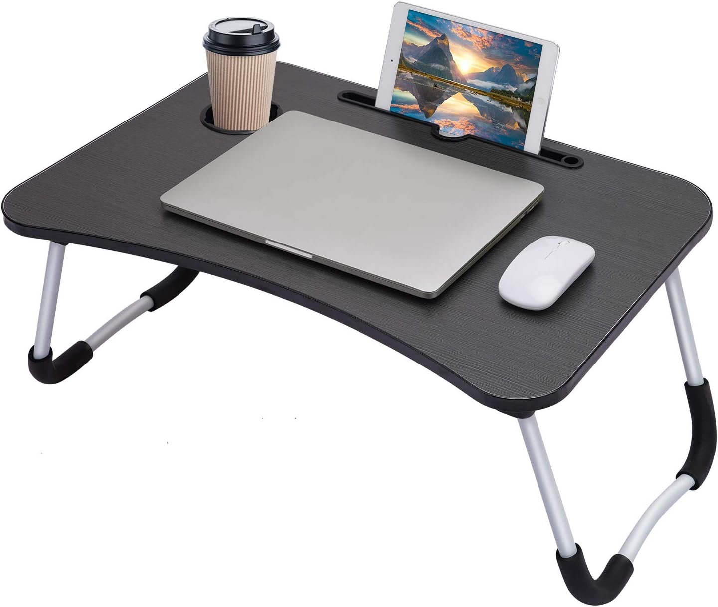 Laptop Table | Black Color | Foldable Legs, Tablet Groove & Cup Slot | Perfect for Working, Reading, Writing, and Eating - Image 4