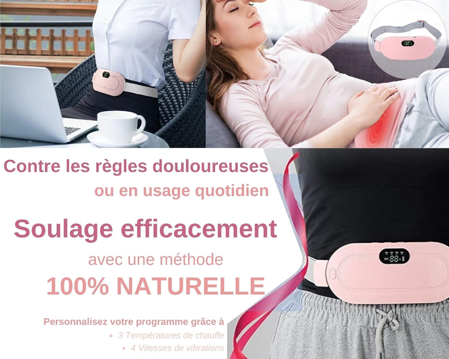 Digital Period Heating Pad & Vibrating Belt | Fast Menstrual Cramp Relief | Rechargeable & Portable - Image 4