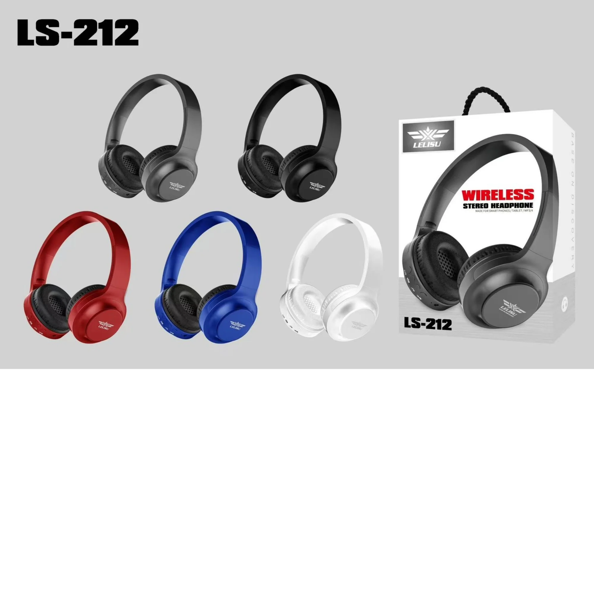 Lelisu LS-212 Wireless Stereo Headphones | Bluetooth Headset for Smartphones, Tablets & MP3/MP4