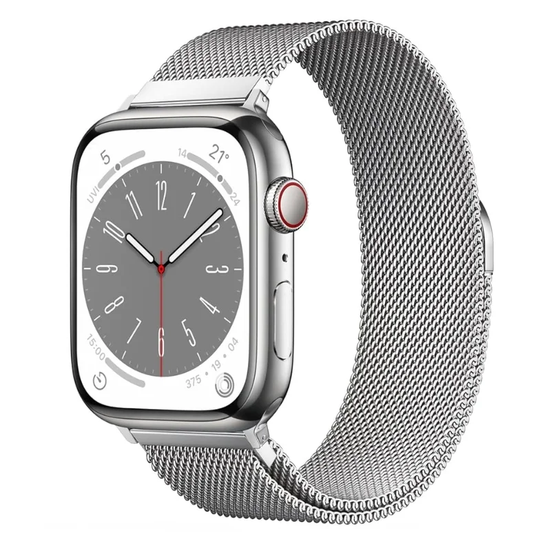 Silver | Apple Watch Milanese Magnetic Loop Strap | Stainless Steel Band | 42mm / 44mm / 45mm