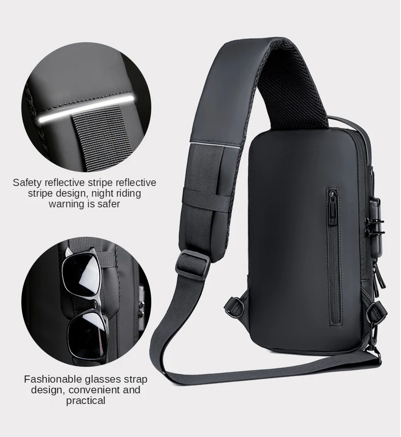 Black Multifunction Anti-Theft USB Charging Crossbody Shoulder Bag | Stylish, Secure & Travel-Ready - Image 4