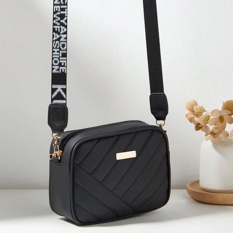 Black Leather Handbag for Girls & Women | Stylish Shoulder & Crossbody Bag | Daily Use & Gift - Image 3