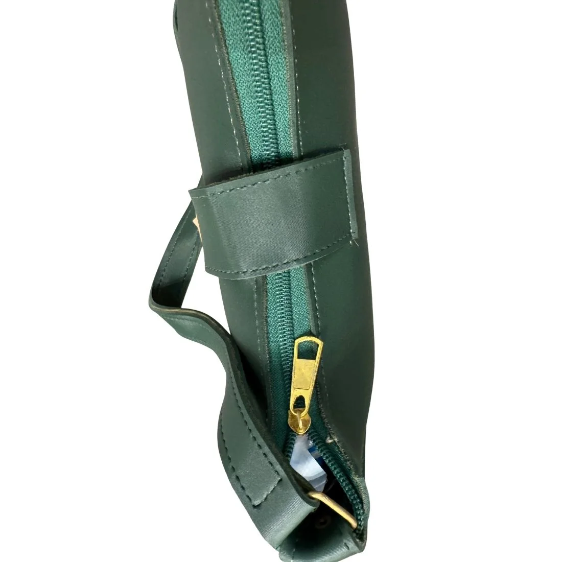Crescent Leather Luxury Shoulder Bag for Women | Deep Green - Image 3