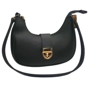 Crescent Leather Luxury Shoulder Bag for Women | Black