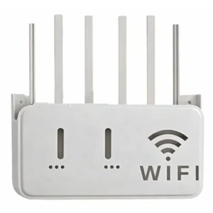 Light Gray WiFi Router Storage Box & Wall Mount Shelf  Universal Cable Organizer | Space-Saving Holder for Modem, Set-Top Box & Smart Devices | Home & Office Use