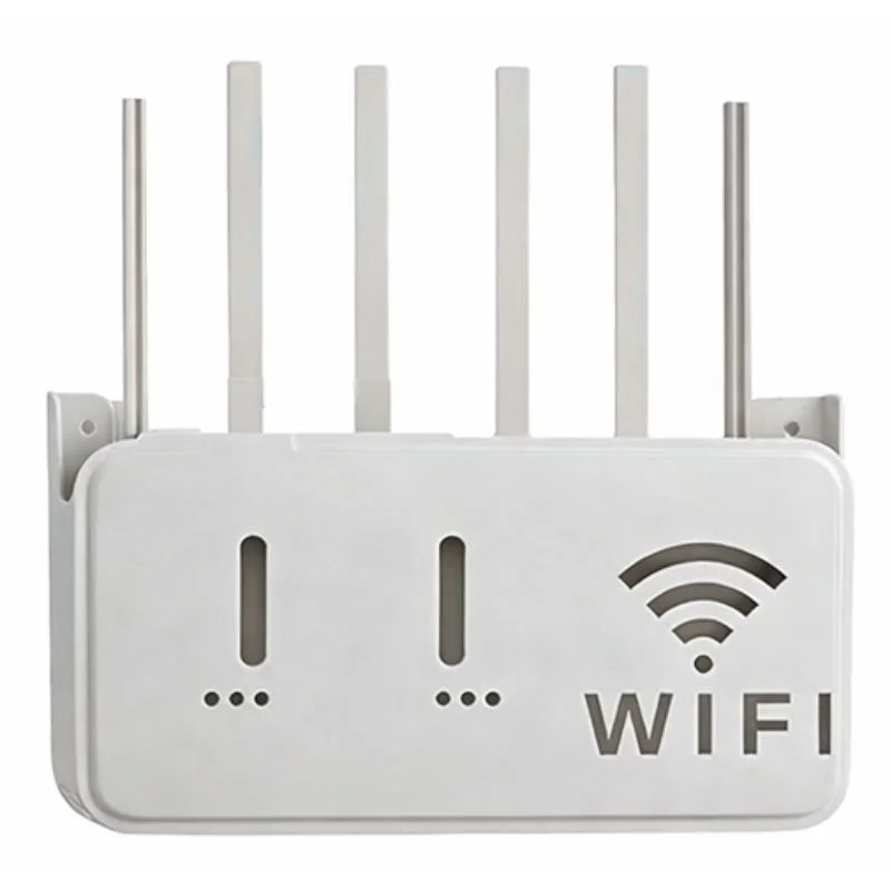 Light Gray WiFi Router Storage Box & Wall Mount Shelf Universal Cable Organizer | Space-Saving Holder for Modem, Set-Top Box & Smart Devices | Home & Office Use