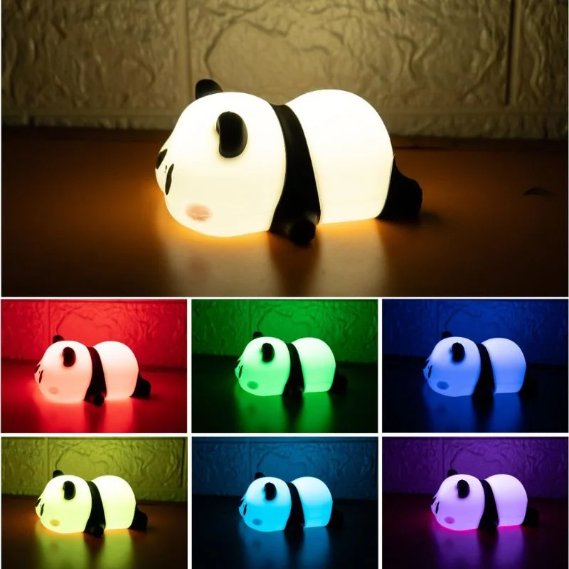 Cute Panda Soft Silicone LED Animal Bedside Lamp | Tap Control & USB Rechargeable | Panda Night Light for Kids - Image 3