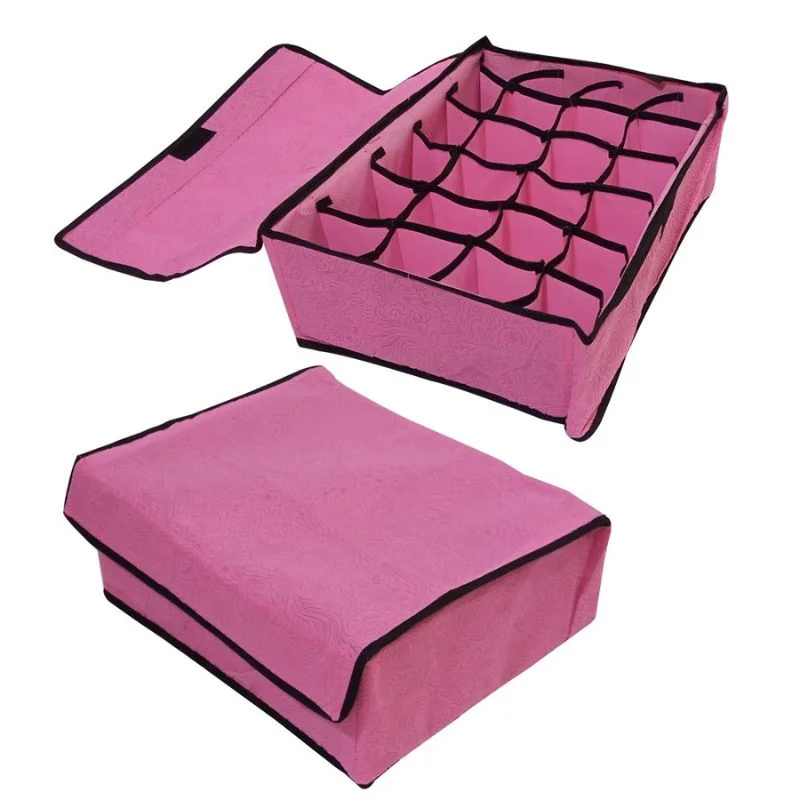 Storage Organizer with Lid | Foldable Drawer Divider | 24 Cells | Non-Woven Fabric | Random Colors - Image 4