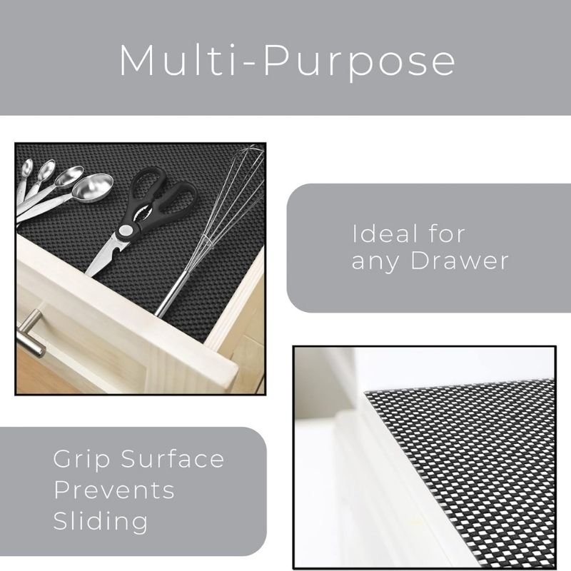 Anti-Slip Fridge & Shelf Mat | Waterproof Washable Liner for Kitchen Drawers Cabinets | Black - Image 3