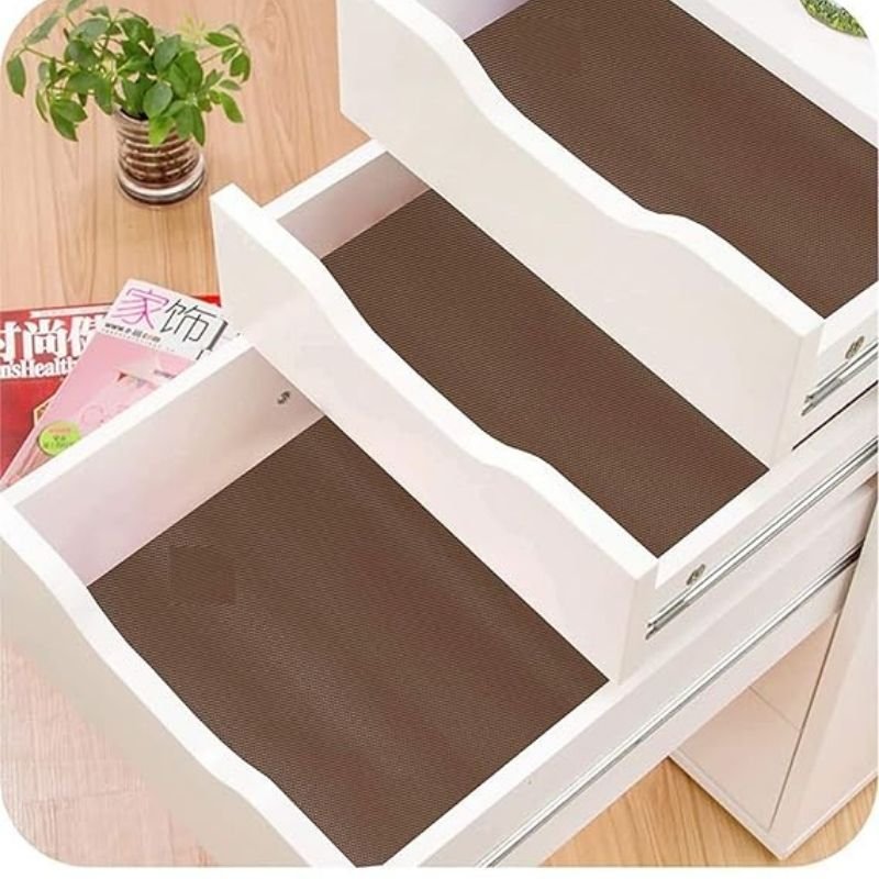 Anti-Slip Fridge & Shelf Mat | Waterproof Washable Liner for Kitchen Drawers Cabinets | Brown - Image 2