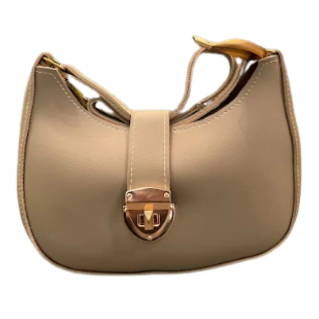 Crescent Leather Luxury Shoulder Bag for Women | Skin Color - Image 4