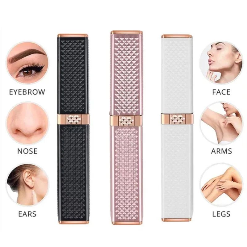 2-in-1 Flawless Facial Hair Remover & Eyebrow Trimmer | USB Rechargeable, Painless & Portable | Black - Image 2
