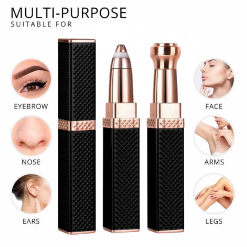 2-in-1 Flawless Facial Hair Remover & Eyebrow Trimmer | USB Rechargeable, Painless & Portable | Black - Image 3