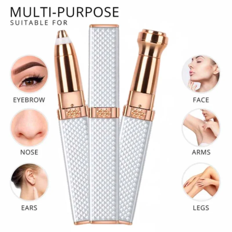 2-in-1 Flawless Facial Hair Remover & Eyebrow Trimmer | USB Rechargeable, Painless & Portable | White - Image 7