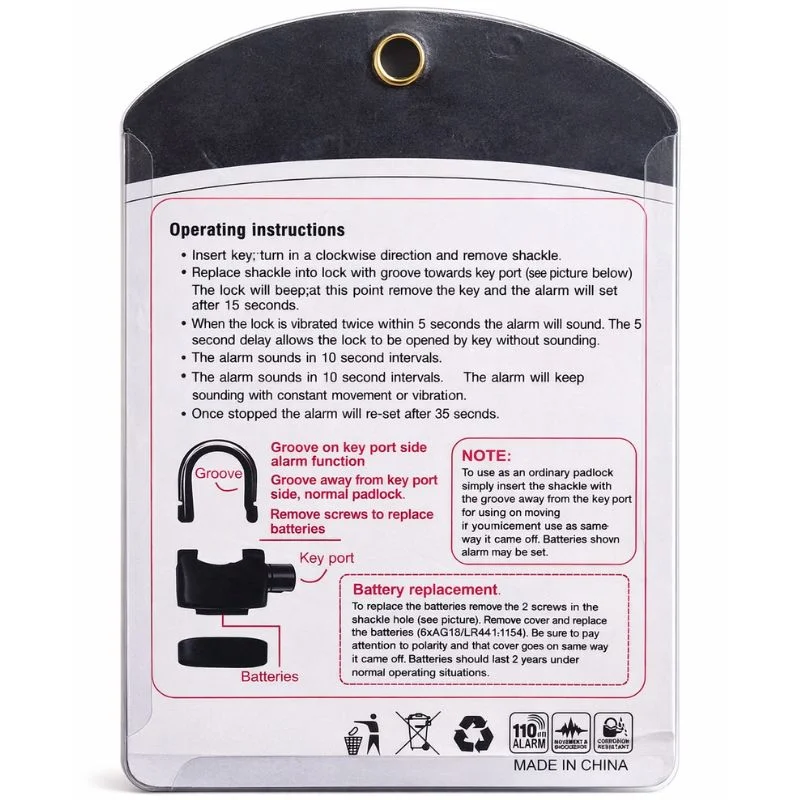 High-Security Gembok Alarm Lock | Waterproof Siren Padlock for Bike, Scooter & Door Protection - Image 6