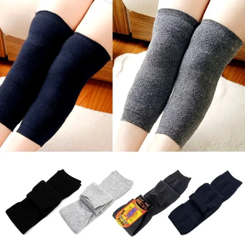 Unisex Wool Knee Warmers Pair | Warm Elastic Fit, Plain design | Winter Wear for Men & Women | Random Colors - Image 6