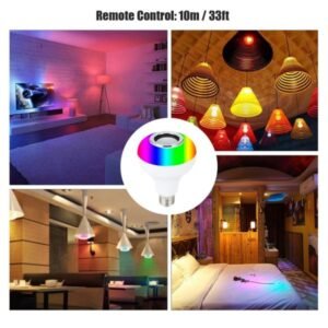 2-in-1 Smart LED Bulb with Bluetooth Speaker | RGB Color Light + Remote Control