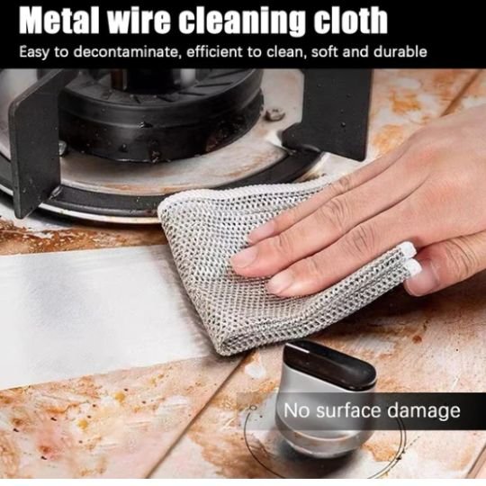 10 Dish Washing Cleaning Cloth | Metal Wire Dish Cleaning Cloth | Durable, Scratch-Free Scrubbing for Kitchen Surfaces - Image 2