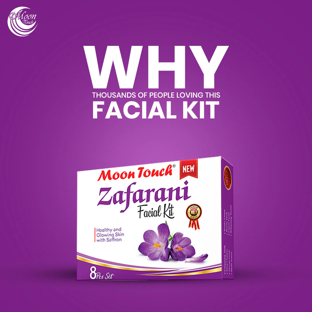 Moon Touch New Zafrani Facial Kit | Saffron Brightening Herbal Facial Set for Glowing Skin (8 Pcs) - Image 5