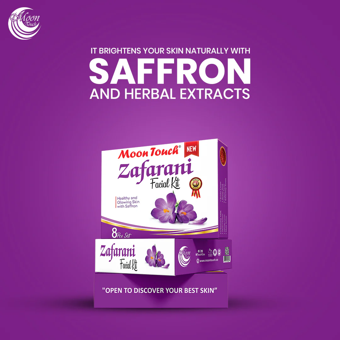 Moon Touch New Zafrani Facial Kit | Saffron Brightening Herbal Facial Set for Glowing Skin (8 Pcs) - Image 4