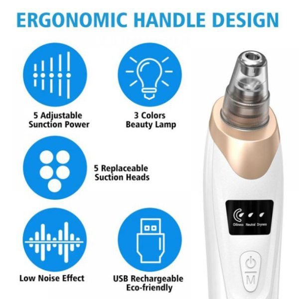 Blackhead Suction Remover Portable Pore Cleaner with LED Display and Multiple Suction Levels - Image 4