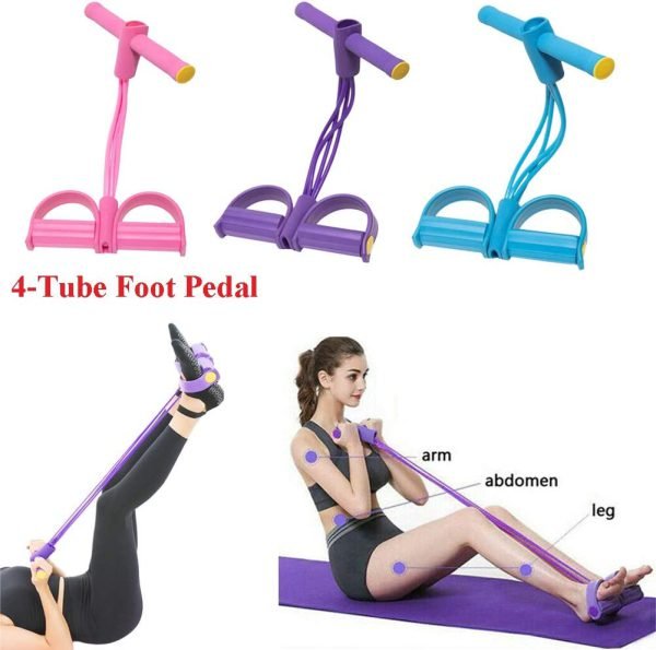 Tummy Trimmer | Foot Pedal Resistance Band | Elastic Sit-Up Pull Rope | Fitness & Yoga Trainer | Random Colors - Image 8