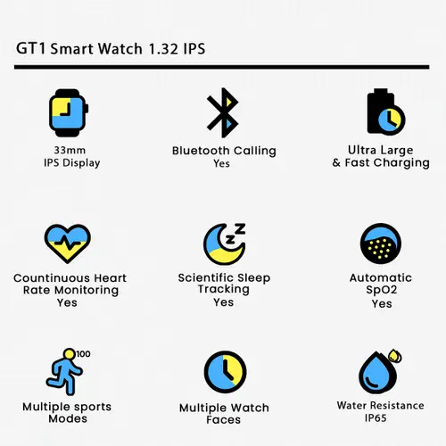 GT1 Smartwatch | Bluetooth Calling | Full Touch Display | Android & iOS Compatible - Image 2