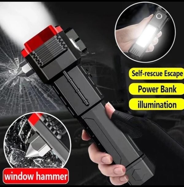 Rechargeable Tactical LED Flashlight | Power Bank with Safety Hammer - Image 5